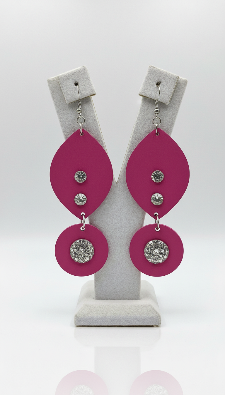 Hot Pink Wood Earrings
