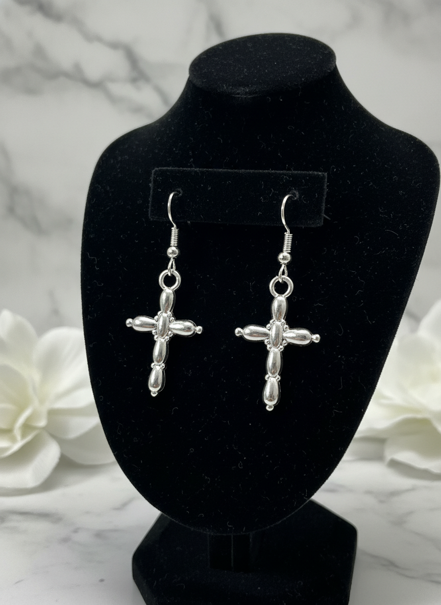 Inspirational Silver Cross Earrings #2