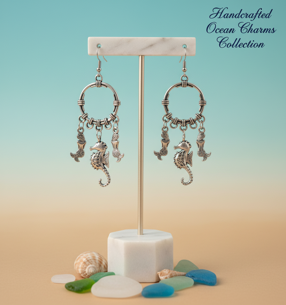 Seahorse and Mermaids Dangle  Earrings