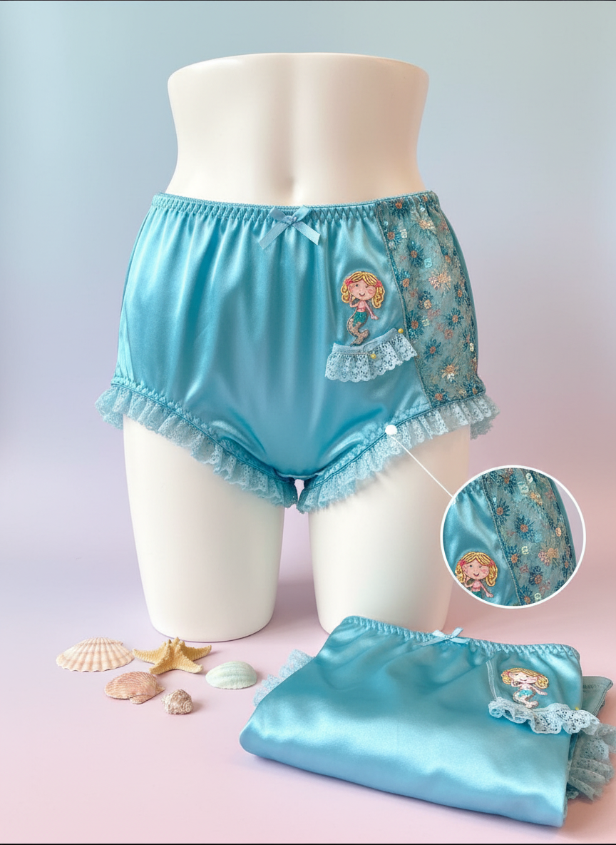 turquoise satin panties