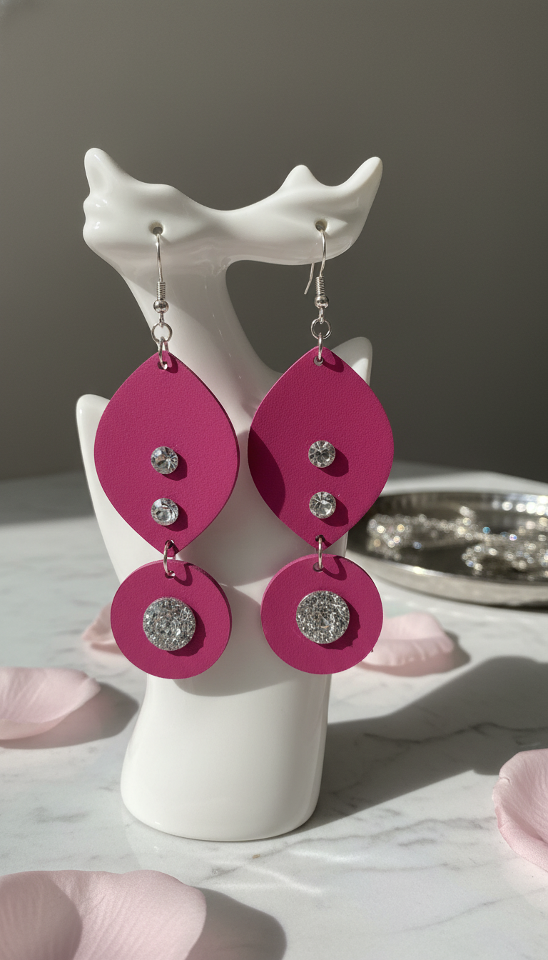 Hot Pink Wood Earrings