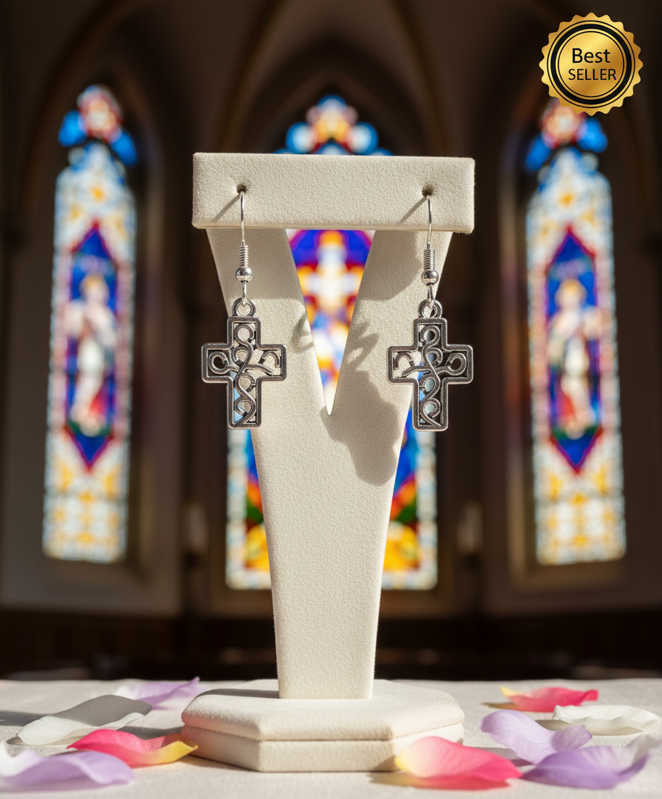 Lovely Silver Cross Earrings