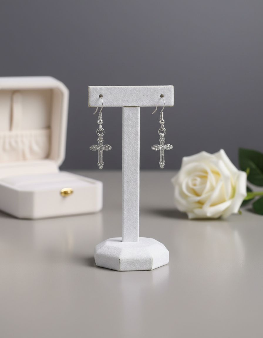 Silver Cross Earrings #1