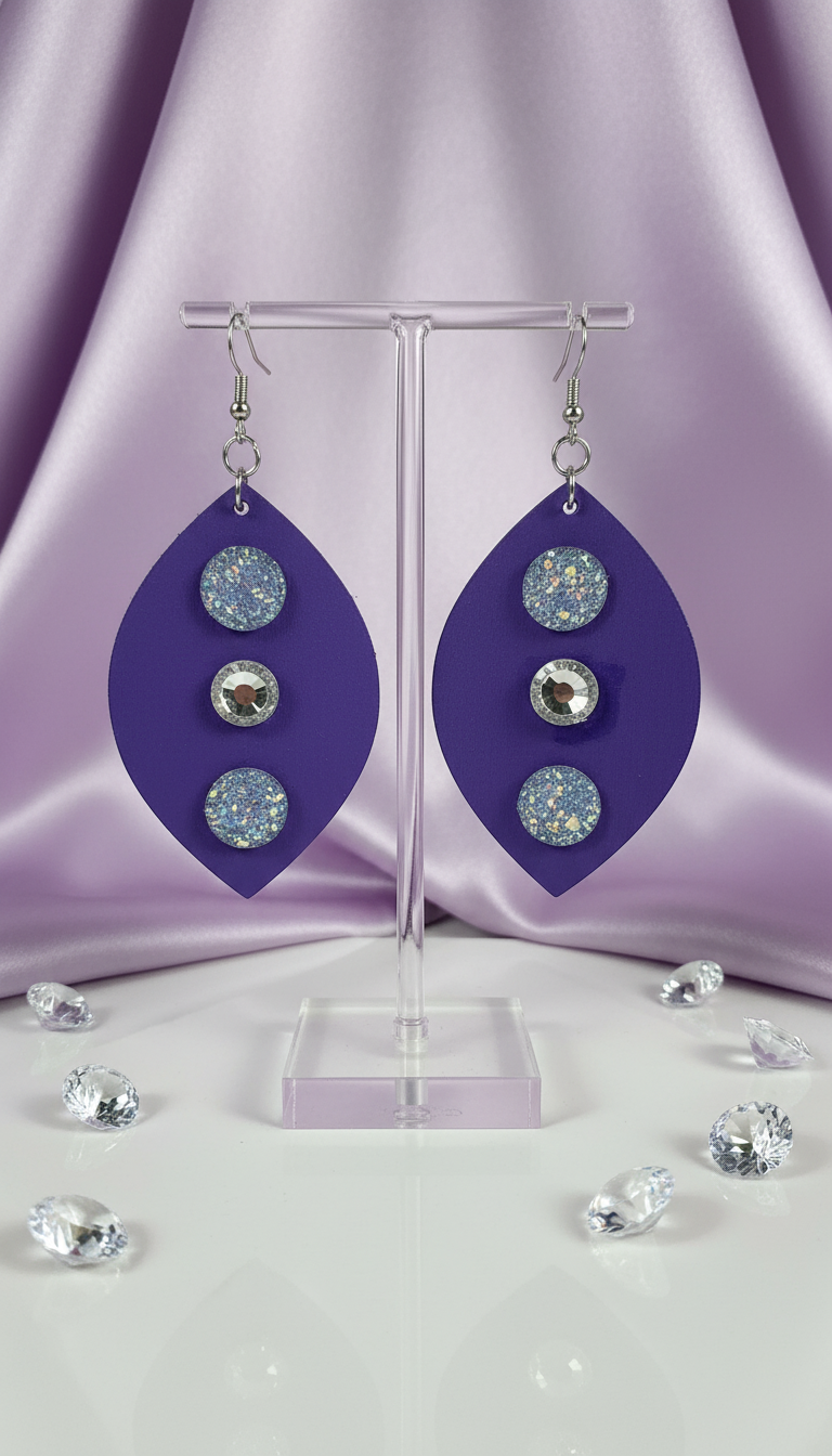 Purple Wooden Earrings