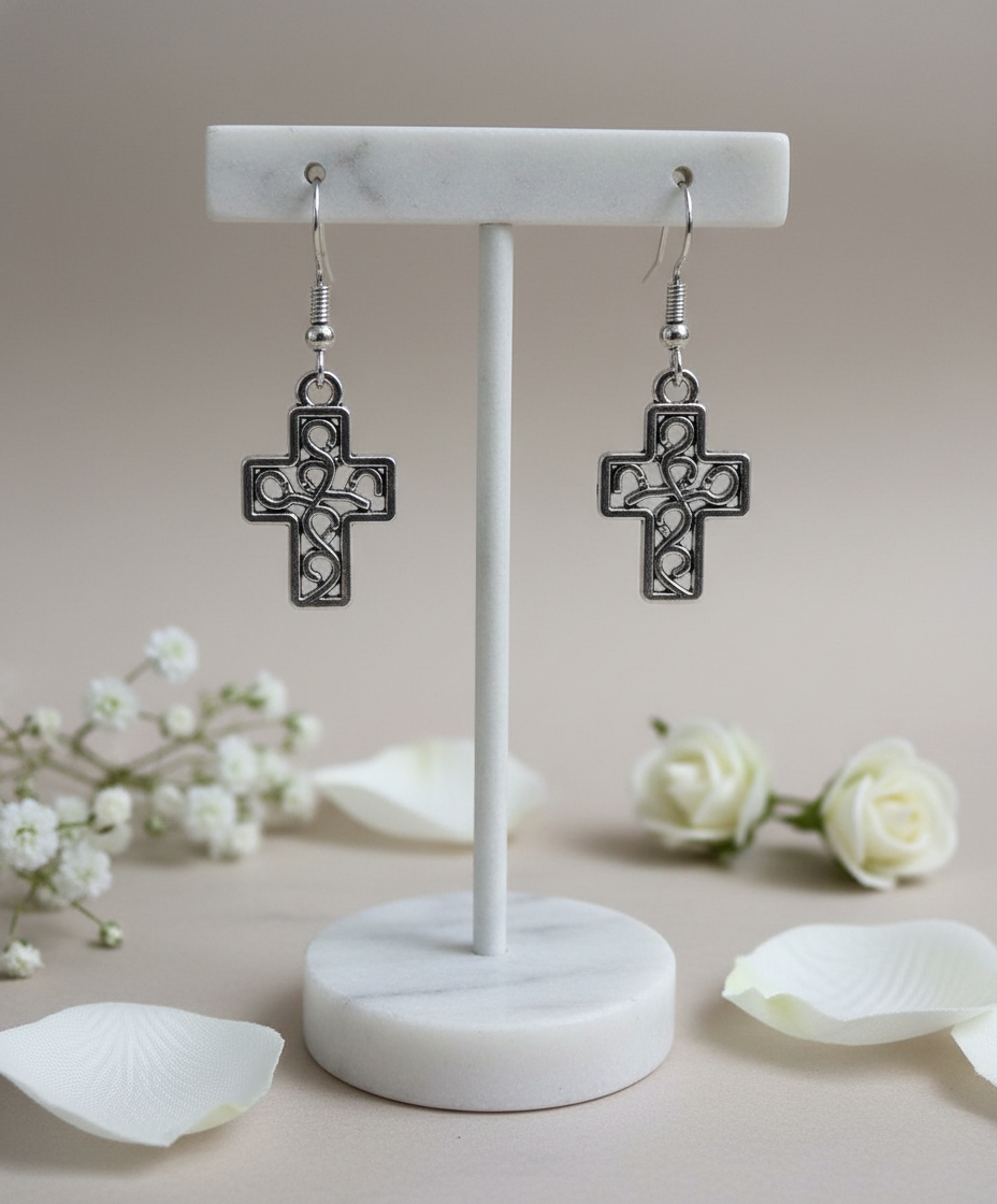 Lovely Silver Cross Earrings