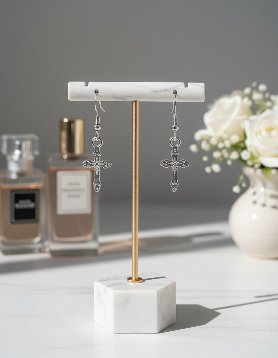 Silver Cross Earrings #1