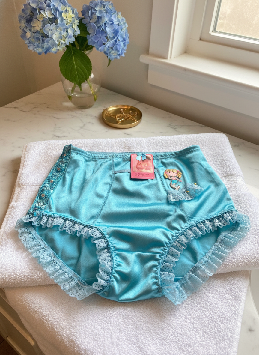 turquoise satin panties