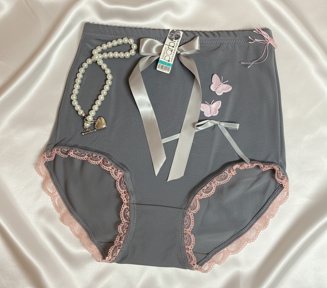 Grey with Pink Trim Matte Finish Panties