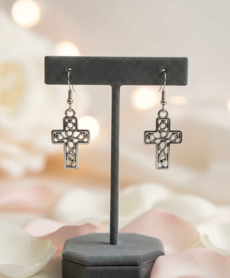 Lovely Silver Cross Earrings
