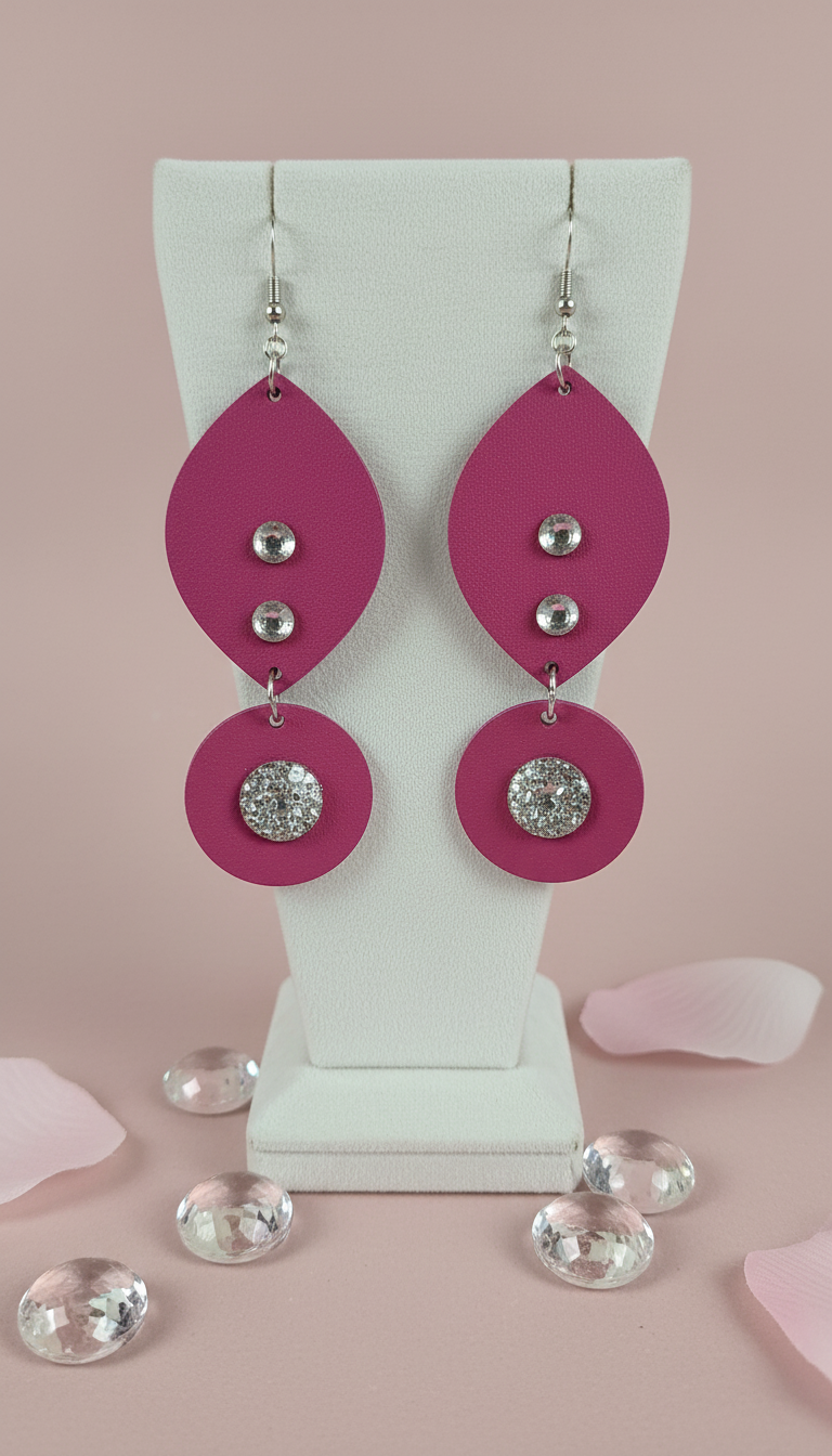 Hot Pink Wood Earrings