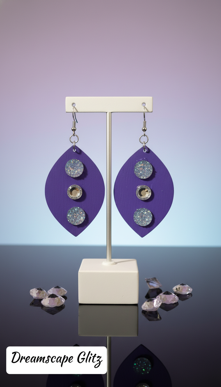 Purple Wooden Earrings