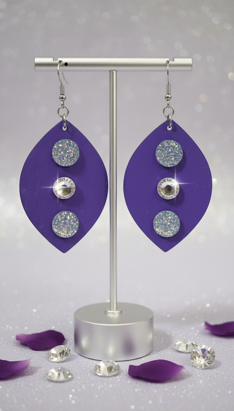 Purple Wooden Earrings
