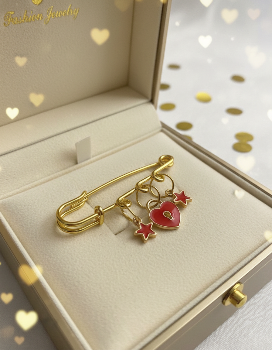 Stars and Heart Gold Tone Pin