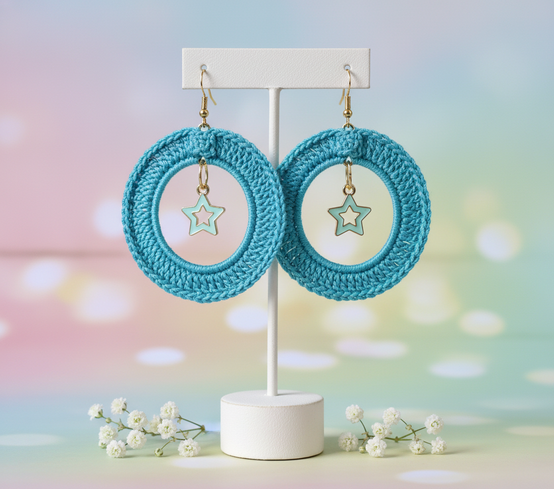 Turquoise Crocheted Earrings