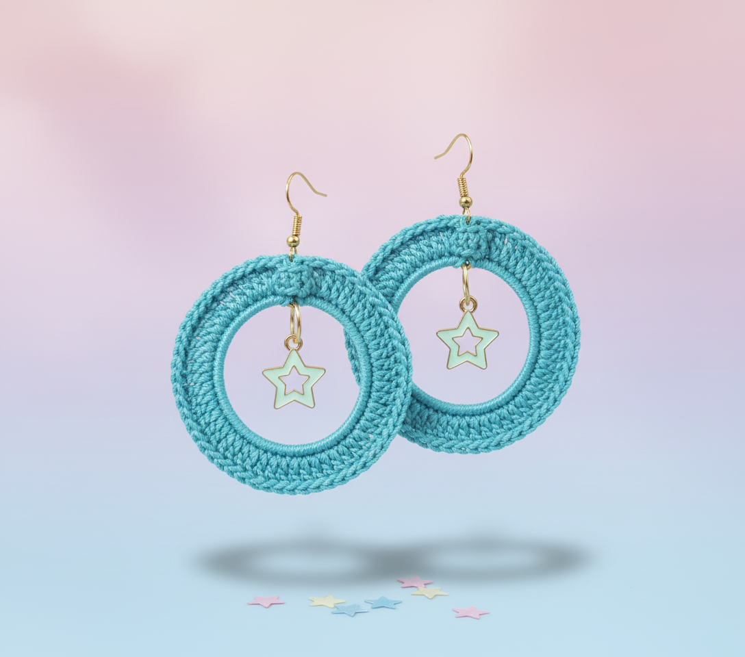 Turquoise Crocheted Earrings